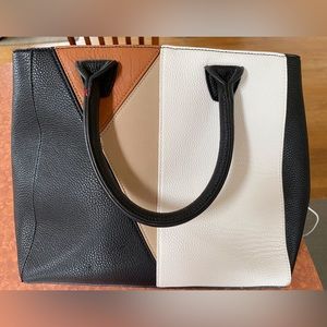 Women’s Faux Leather Color Block Tote